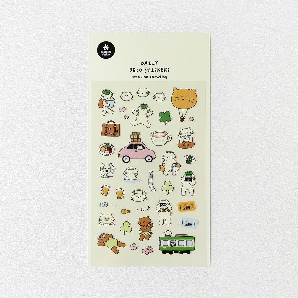 Suatelier Daily Deco Sticker - cat’s travel log