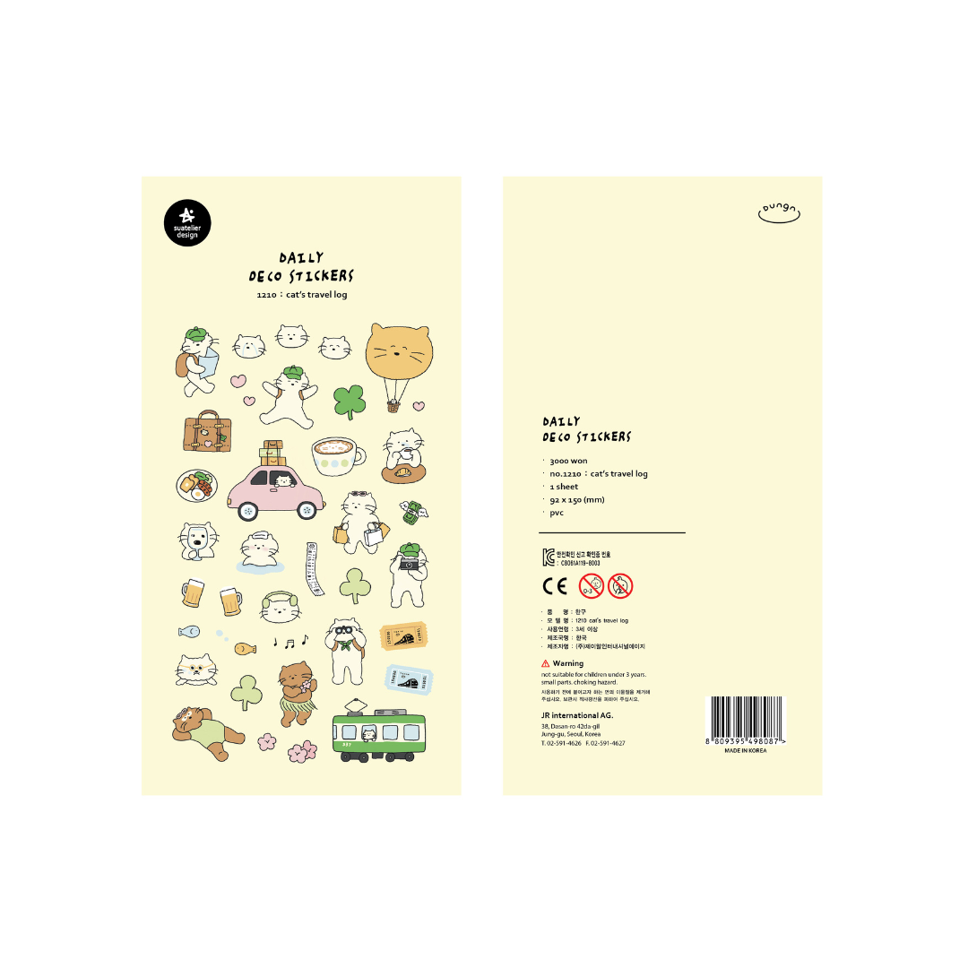 Suatelier Daily Deco Sticker - cat’s travel log