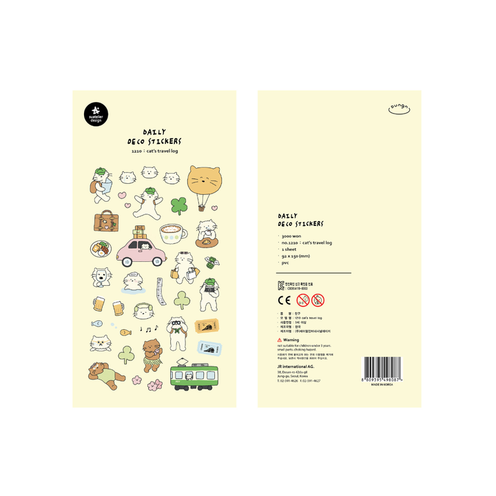 Suatelier Daily Deco Sticker - cat’s travel log