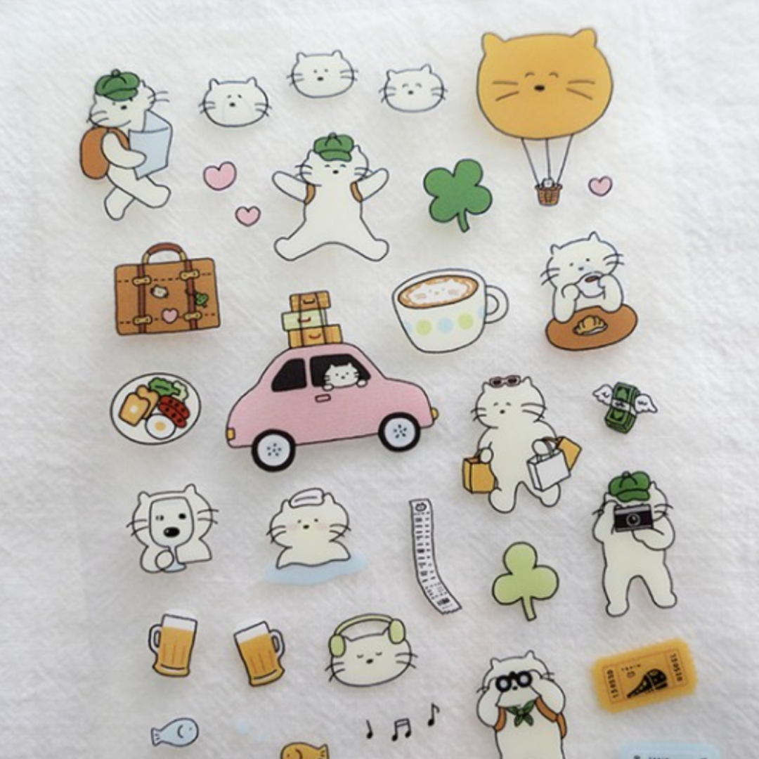 Suatelier Daily Deco Sticker - cat’s travel log