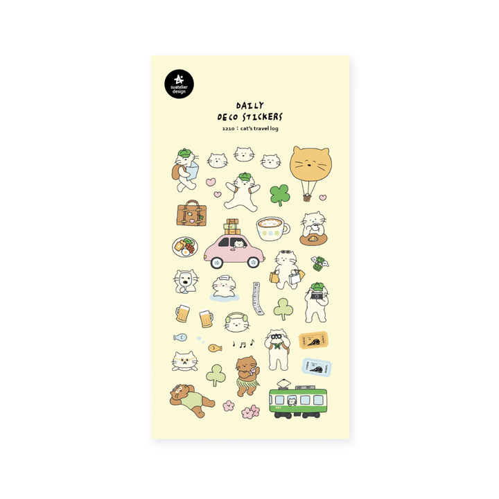 Suatelier Daily Deco Sticker - cat’s travel log