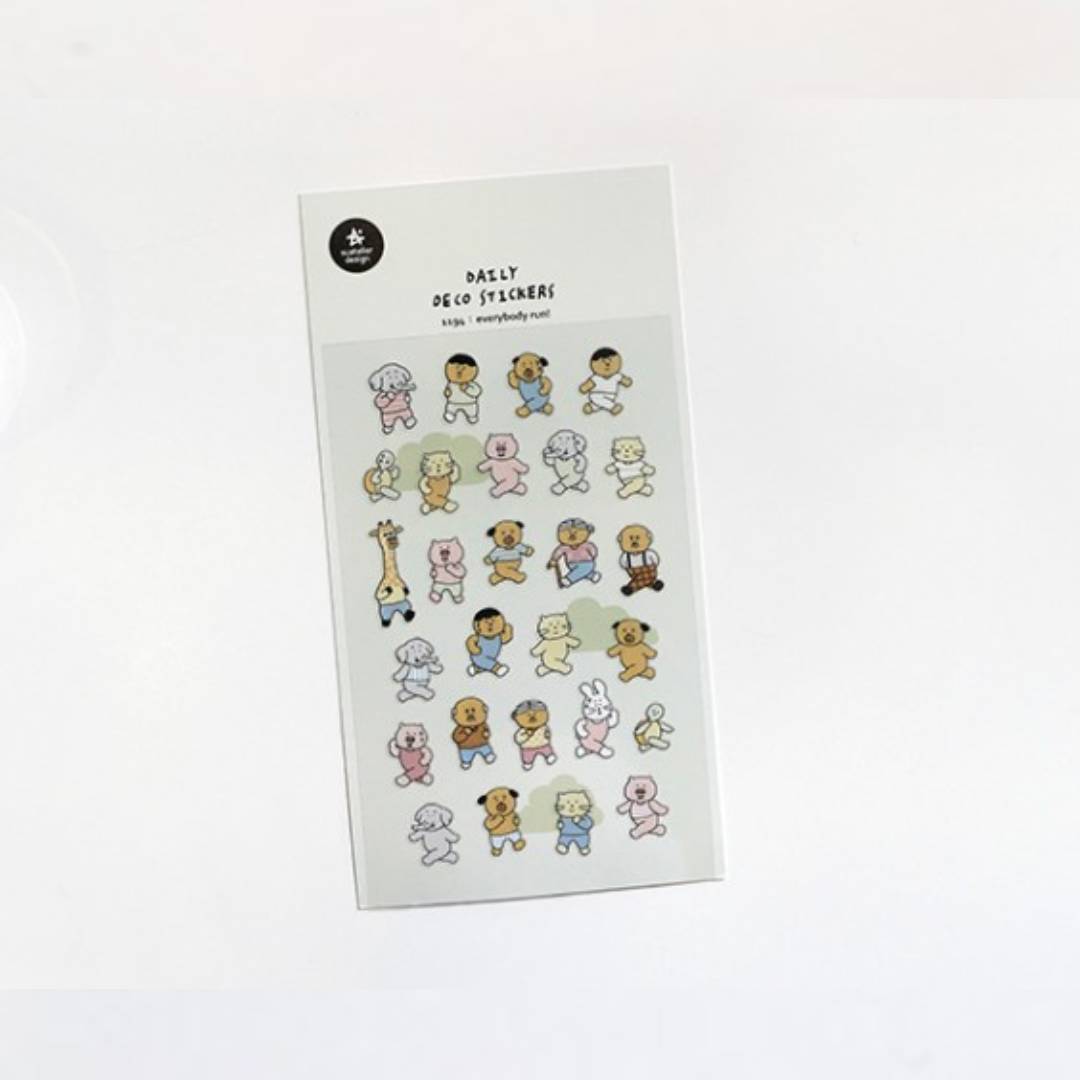 Suatelier Daily Deco Sticker - everybody run! — with packaging
