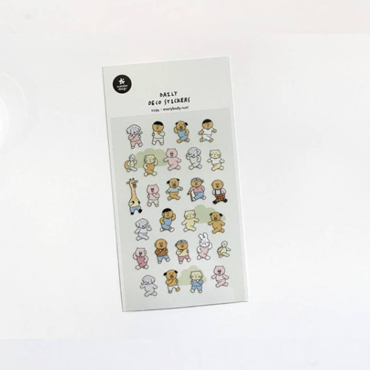 Suatelier Daily Deco Sticker - everybody run! — with packaging