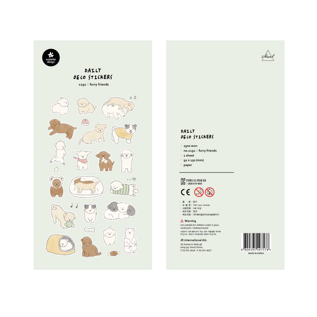Suatelier Daily Deco Sticker - furry friends — side view