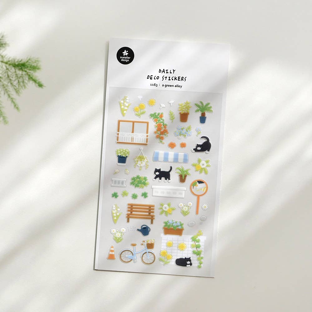 Suatelier Daily Deco Stickers A Green Alley sheet in natural light flat lay