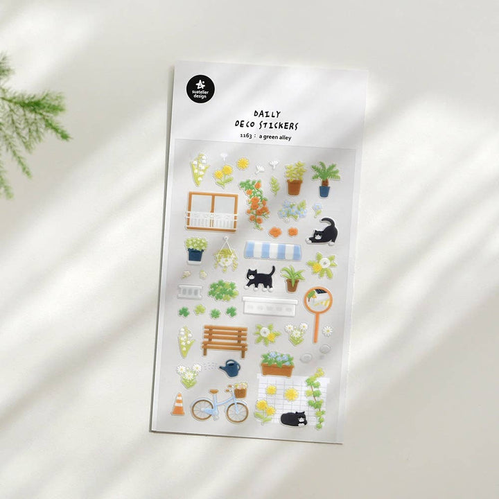 Suatelier Daily Deco Stickers A Green Alley sheet in natural light flat lay