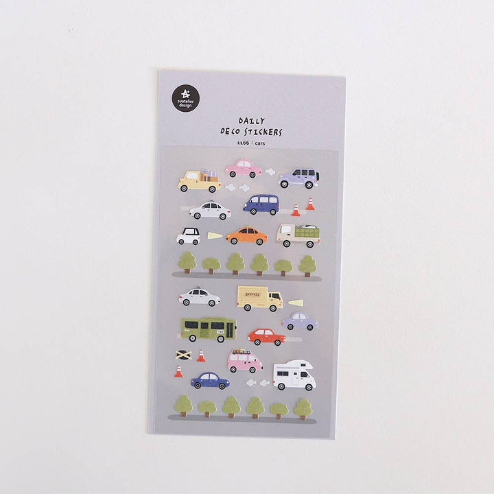 Suatelier Daily Deco Stickers Cars sheet with car and tree stickers, front view photo