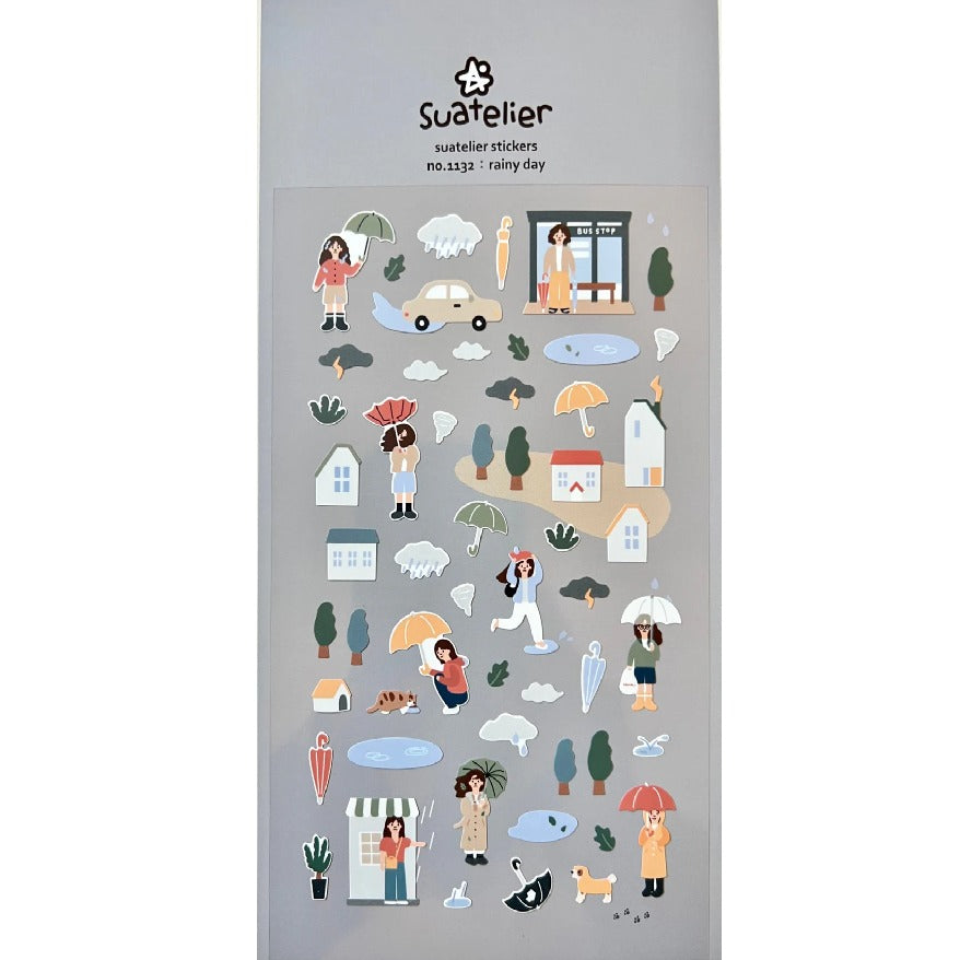 Suatelier Daily Deco Stickers Rainy Day sheet, front view
