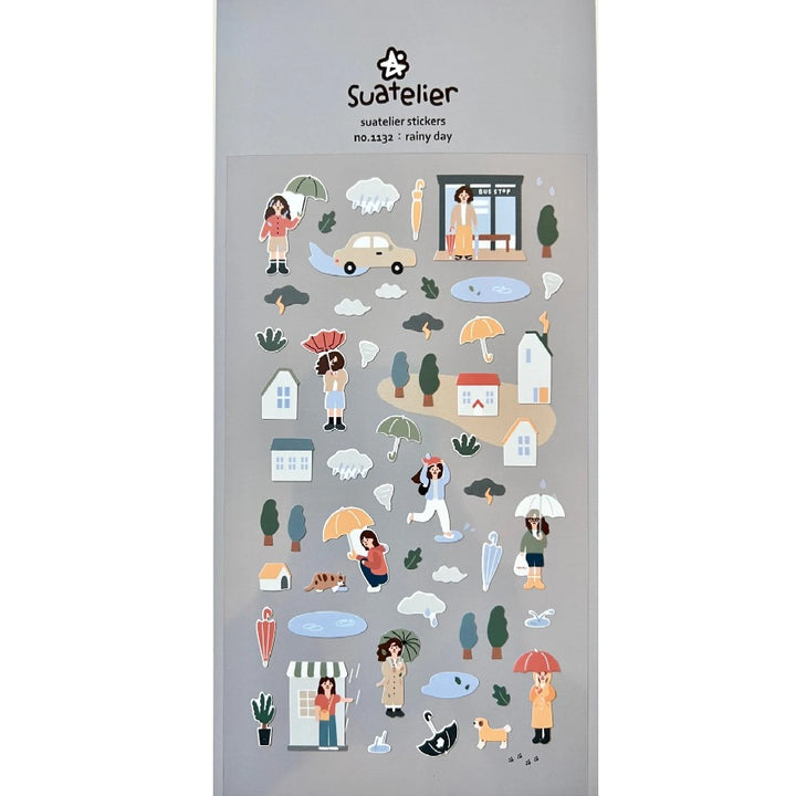 Suatelier Daily Deco Stickers Rainy Day sheet, front view