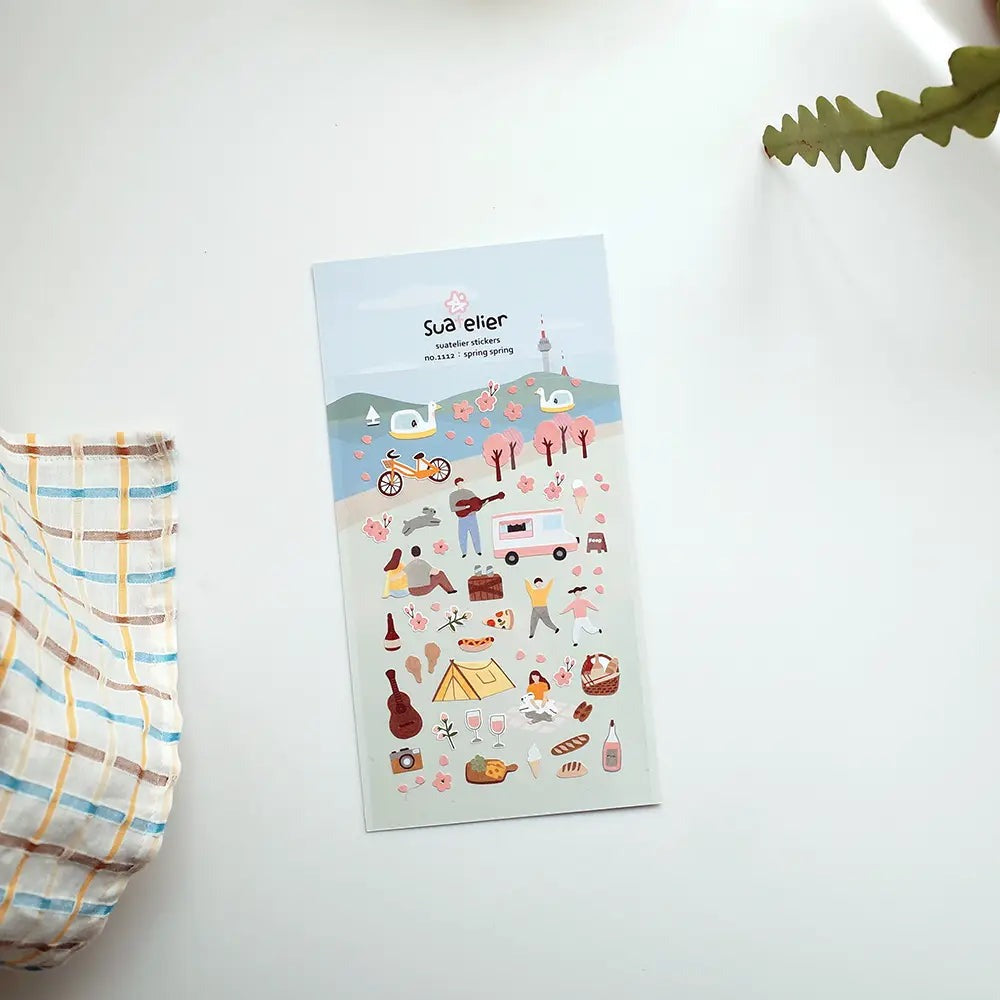 Suatelier Daily Deco Stickers Spring Spring sheet photographed beside a vase