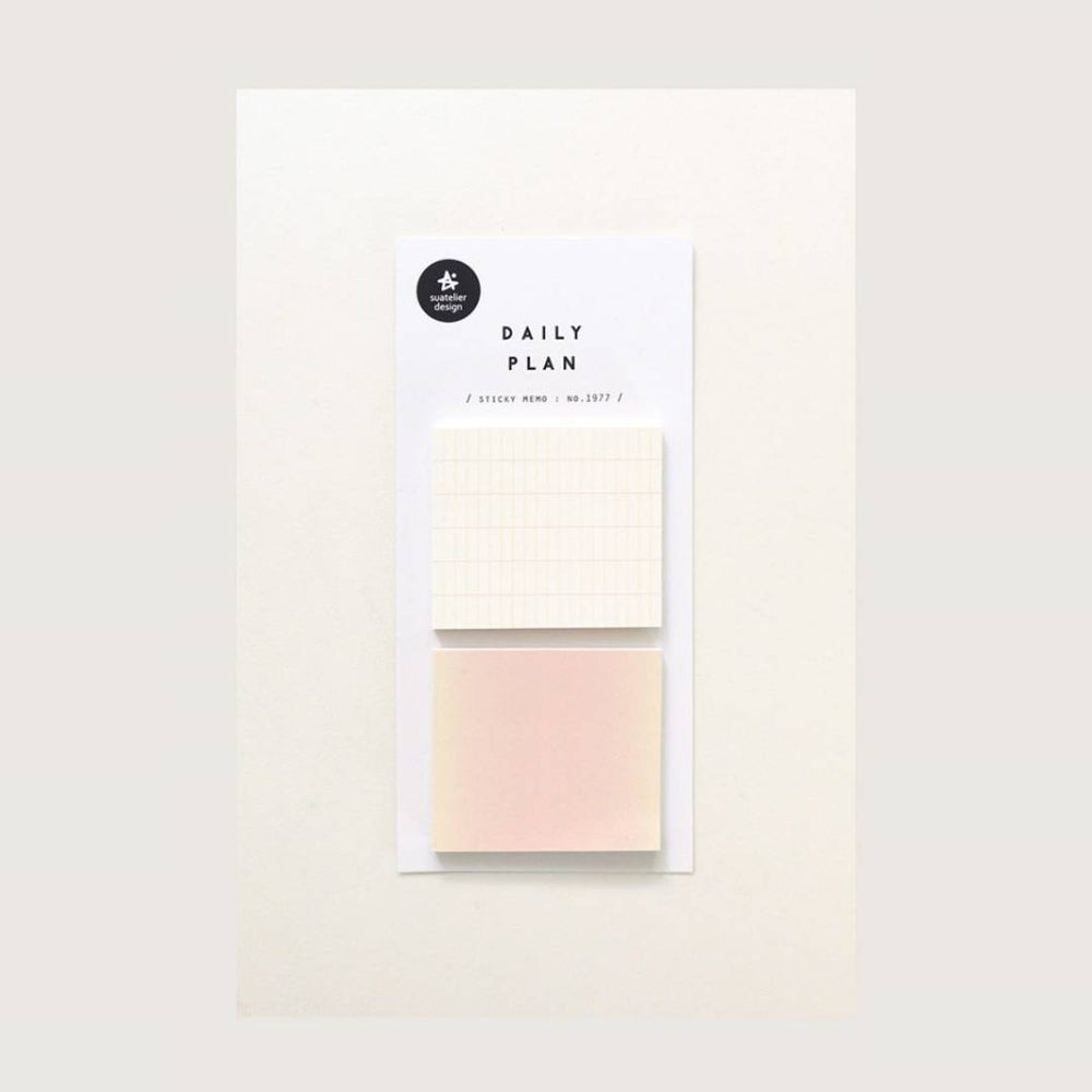 Suatelier Daily Plan.63 Sticky Notes – minimalist square sticky memo pad in neutral tones for planners, journals, and desk organization.