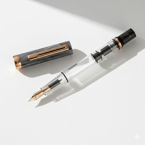 TWSBI ECO Black Marble with Bronze fountain pen, marbled black barrel with bronze accents