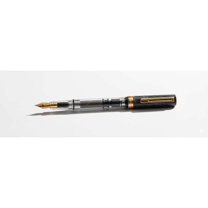 TWSBI ECO Black Marble with Bronze fountain pen, marbled black barrel with bronze accents