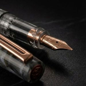 TWSBI ECO Black Marble with Bronze fountain pen, marbled black barrel with bronze accents