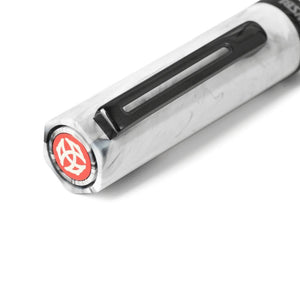 TWSBI ECO Fountain Pen Carrara with Onyx Trim – clear demonstrator barrel, marbled white cap, black stainless steel nib