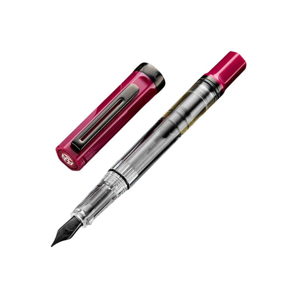 将图片加载到图库查看器，TWSBI ECO Fountain Pen Plum with Onyx – Transparent piston-filler with plum cap and black trim
