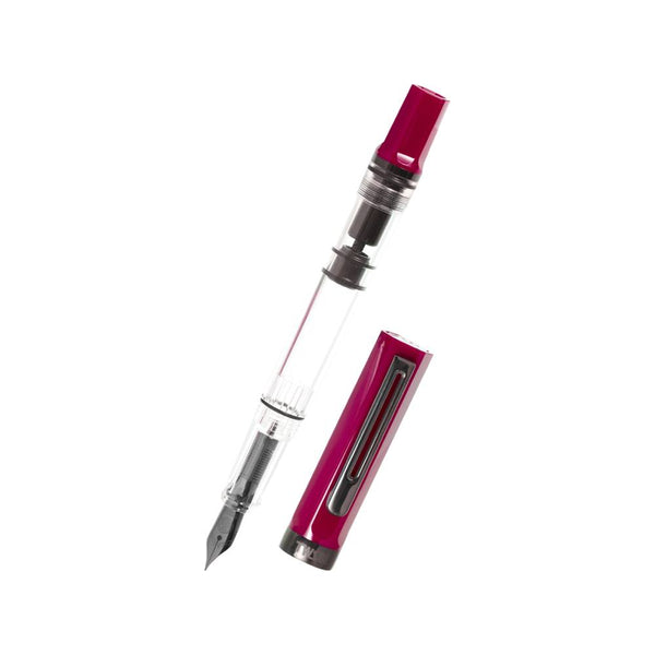 将图片加载到图库查看器，TWSBI ECO Fountain Pen Plum with Onyx – Transparent piston-filler with plum cap and black trim
