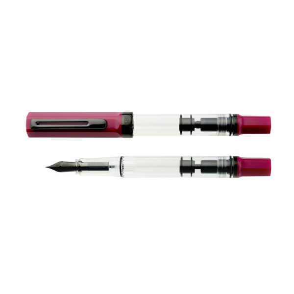 将图片加载到图库查看器，TWSBI ECO Fountain Pen Plum with Onyx – Transparent piston-filler with plum cap and black trim
