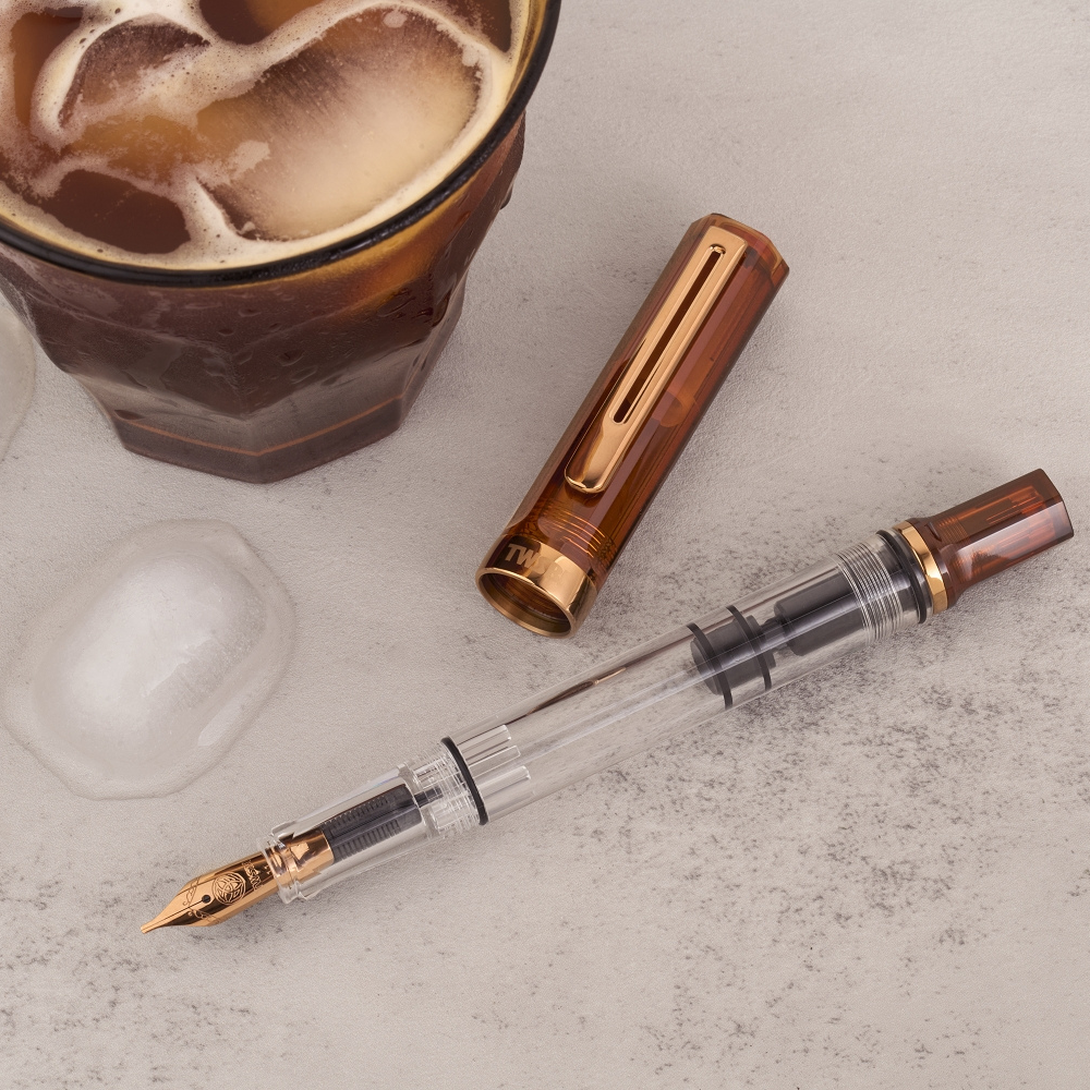 TWSBI ECO Rootbeer with Bronze Fountain Pen — writing at an angle