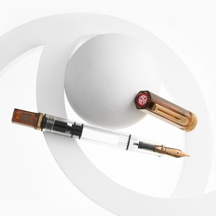 TWSBI ECO Rootbeer with Bronze Fountain Pen — barrel detail