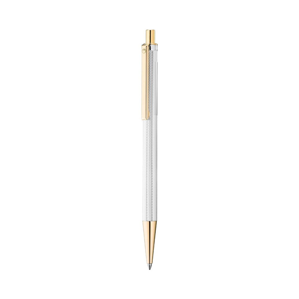Waldmann Eco Grain Gold Trim Ballpoint Pen in Silver – 925 sterling silver, gold-plated trim – view 2 | Cityluxe Singapore