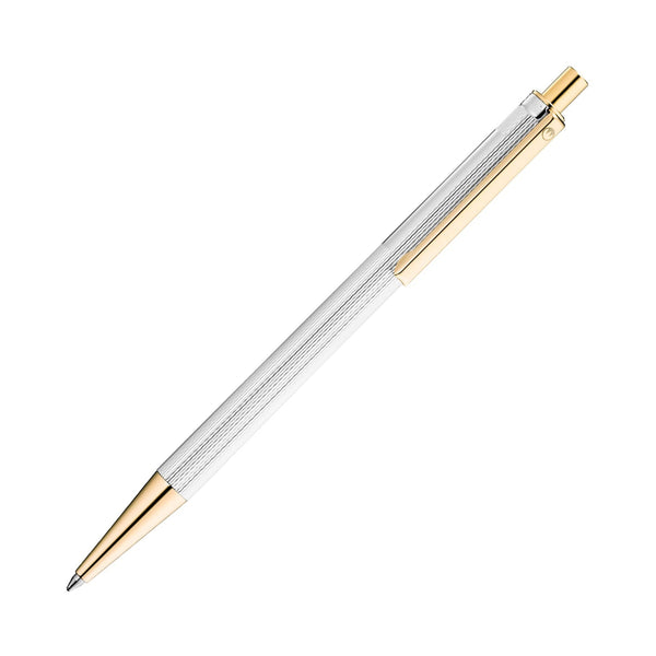 Waldmann Eco Grain Gold Trim Ballpoint Pen in Silver – 925 sterling silver, gold-plated trim – view 3 | Cityluxe Singapore