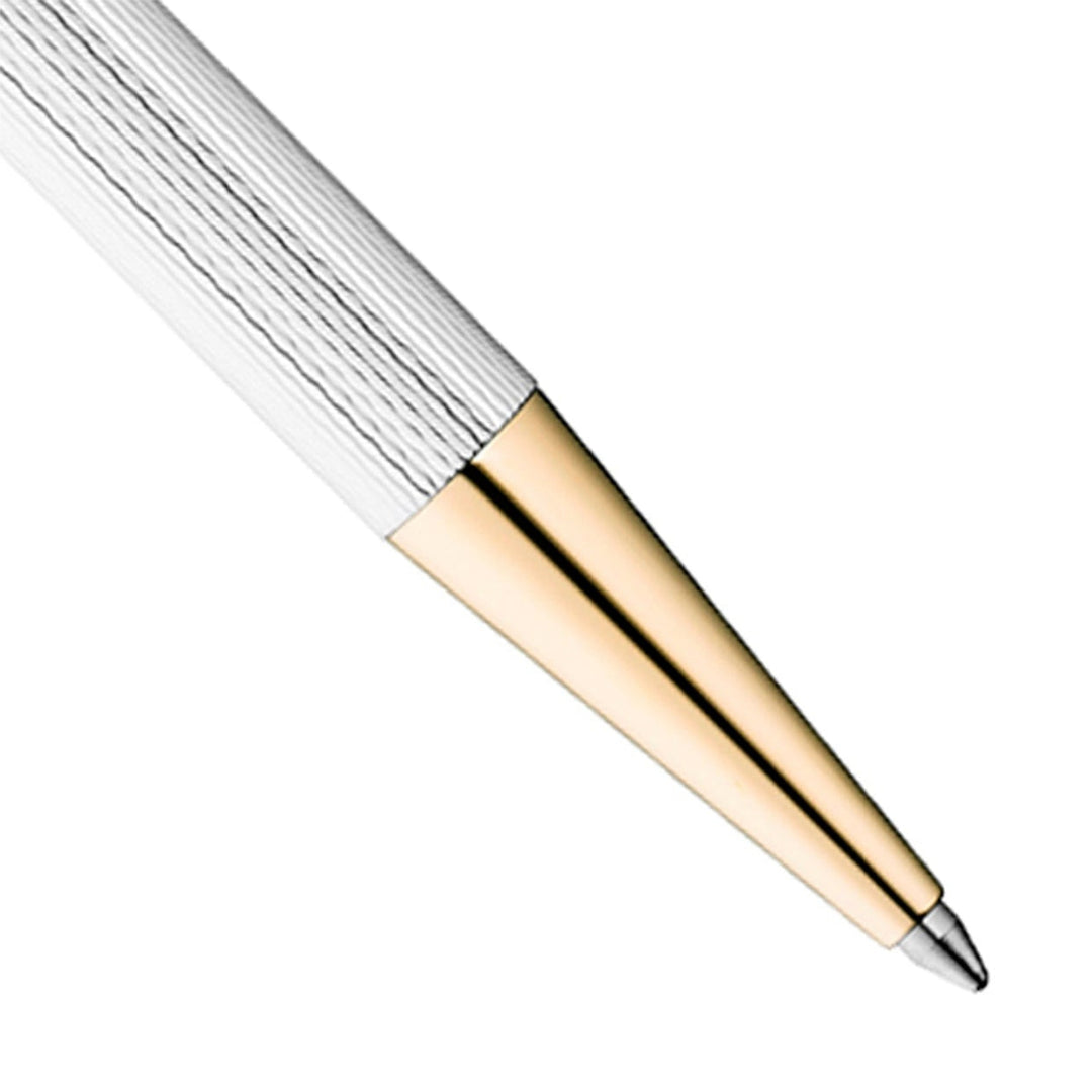 Waldmann Eco Grain Gold Trim Ballpoint Pen in Silver – 925 sterling silver, gold-plated trim – view 4 | Cityluxe Singapore