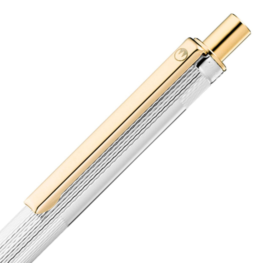 Waldmann Eco Grain Gold Trim Ballpoint Pen in Silver – 925 sterling silver, gold-plated trim – view 6 | Cityluxe Singapore