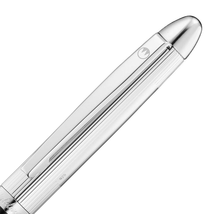 Waldmann Pocket Ballpoint Pen in Black Lacquer and 925 Sterling Silver Pinstripe – view 4 | Cityluxe Singapore