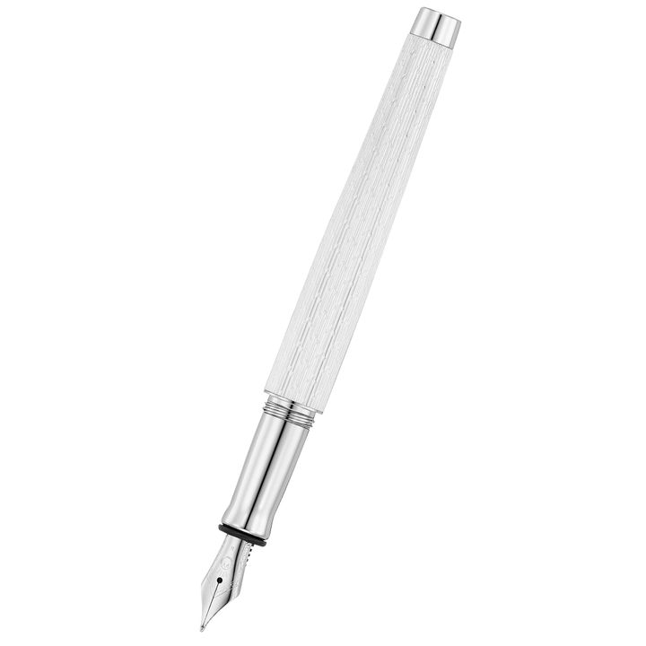 Waldmann Tango Imagination Fountain Pen - White Medium Steel Nib — uncapped with cap posted