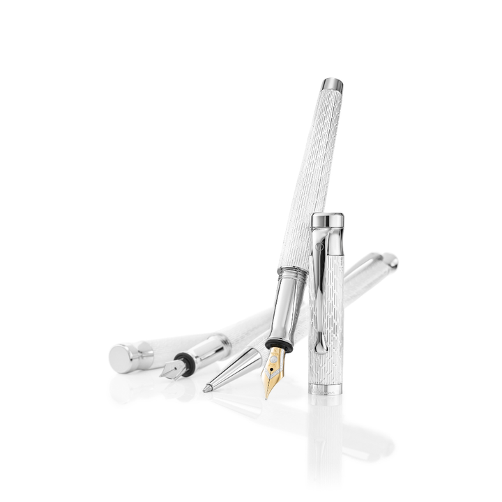 Waldmann Tango Imagination Fountain Pen - White Medium Steel Nib — nib close-up