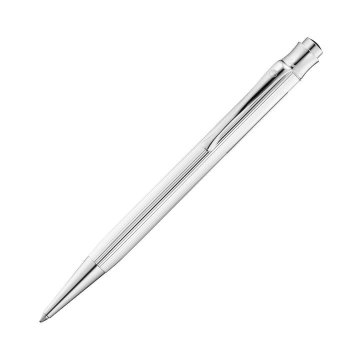 Waldmann Tango Pinstripe Ballpoint Pen in Silver – 925 sterling silver, guilloché lines pattern – view 1 | Cityluxe Singapore