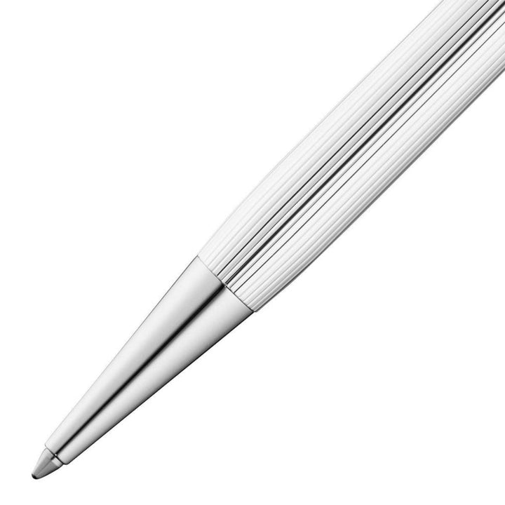 Waldmann Tango Pinstripe Ballpoint Pen in Silver – 925 sterling silver, guilloché lines pattern – view 2 | Cityluxe Singapore