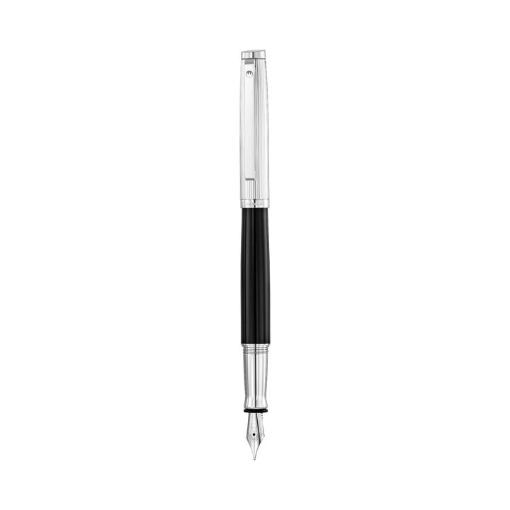 Waldmann Tuscany Fountain Pen in Black with Sterling Silver Pinstripe Cap, Medium Steel Nib – view 4 | Cityluxe Singapore