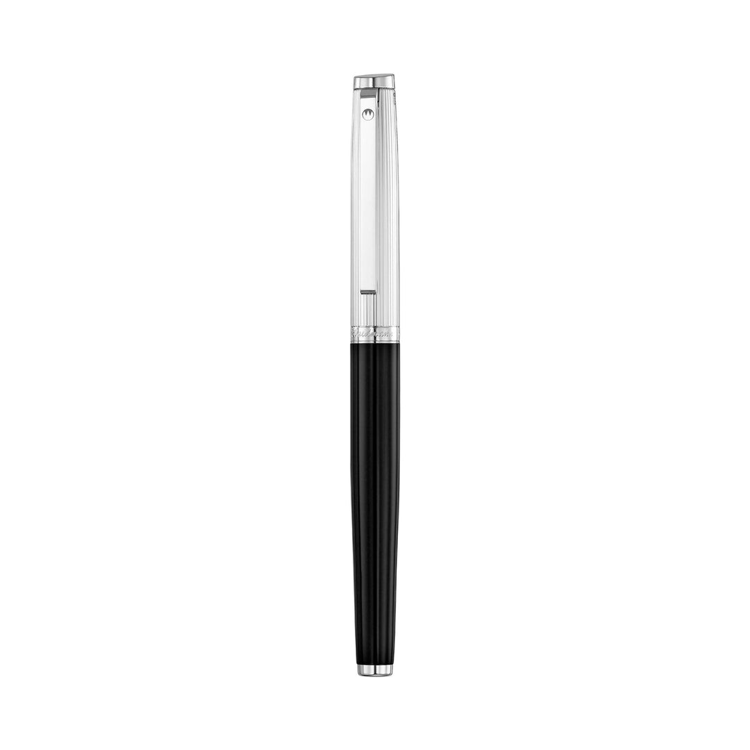 Waldmann Tuscany Fountain Pen in Black with Sterling Silver Pinstripe Cap, Medium Steel Nib – view 5 | Cityluxe Singapore