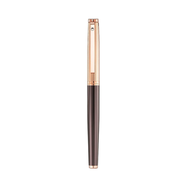 Waldmann Tuscany Fountain Pen in Chocolate Lacquer with Rose Gold Pinstripe Cap, Medium Steel Nib – view 3 | Cityluxe Singapore