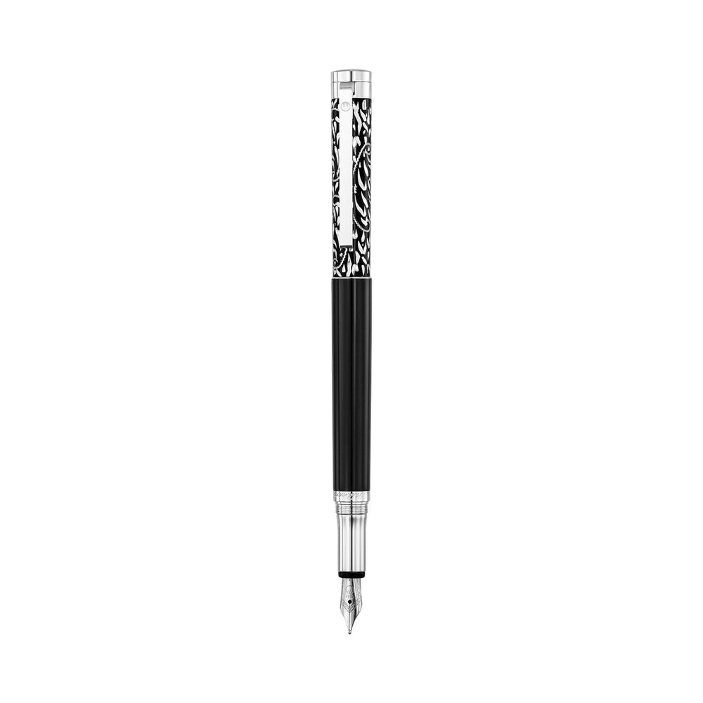 Waldmann Xetra Vienna Fountain Pen in Black, Medium Steel Nib – hand-engraved 925 sterling silver cap – view 4 | Cityluxe Singapore