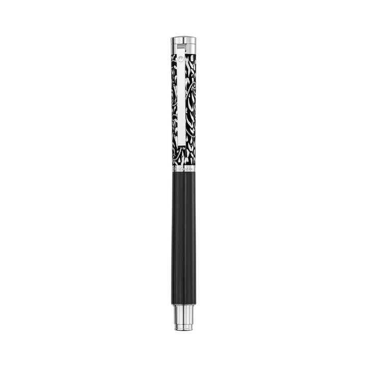 Waldmann Xetra Vienna Fountain Pen in Black, Medium Steel Nib – hand-engraved 925 sterling silver cap – view 5 | Cityluxe Singapore