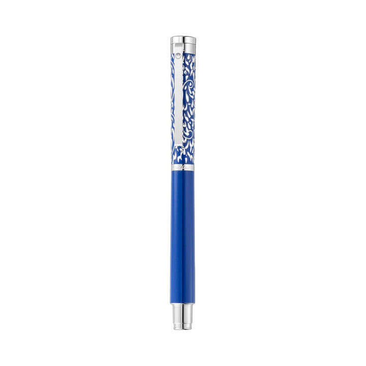 Waldmann Xetra Vienna Fountain Pen in Blue, Extra-Fine Steel Nib – hand-engraved 925 sterling silver cap – view 3 | Cityluxe Singapore