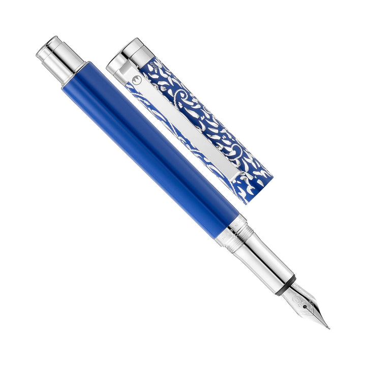 Waldmann Xetra Vienna Fountain Pen in Blue, Extra-Fine Steel Nib – hand-engraved 925 sterling silver cap – view 6 | Cityluxe Singapore