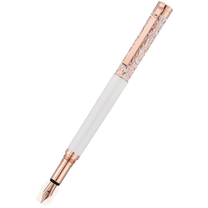 Waldmann Xetra Vienna Lady Fountain Pen in White Medium Steel Nib — Waldmann fountain pen — precision nib writing instrument, at Cityluxe Singapore stationery store