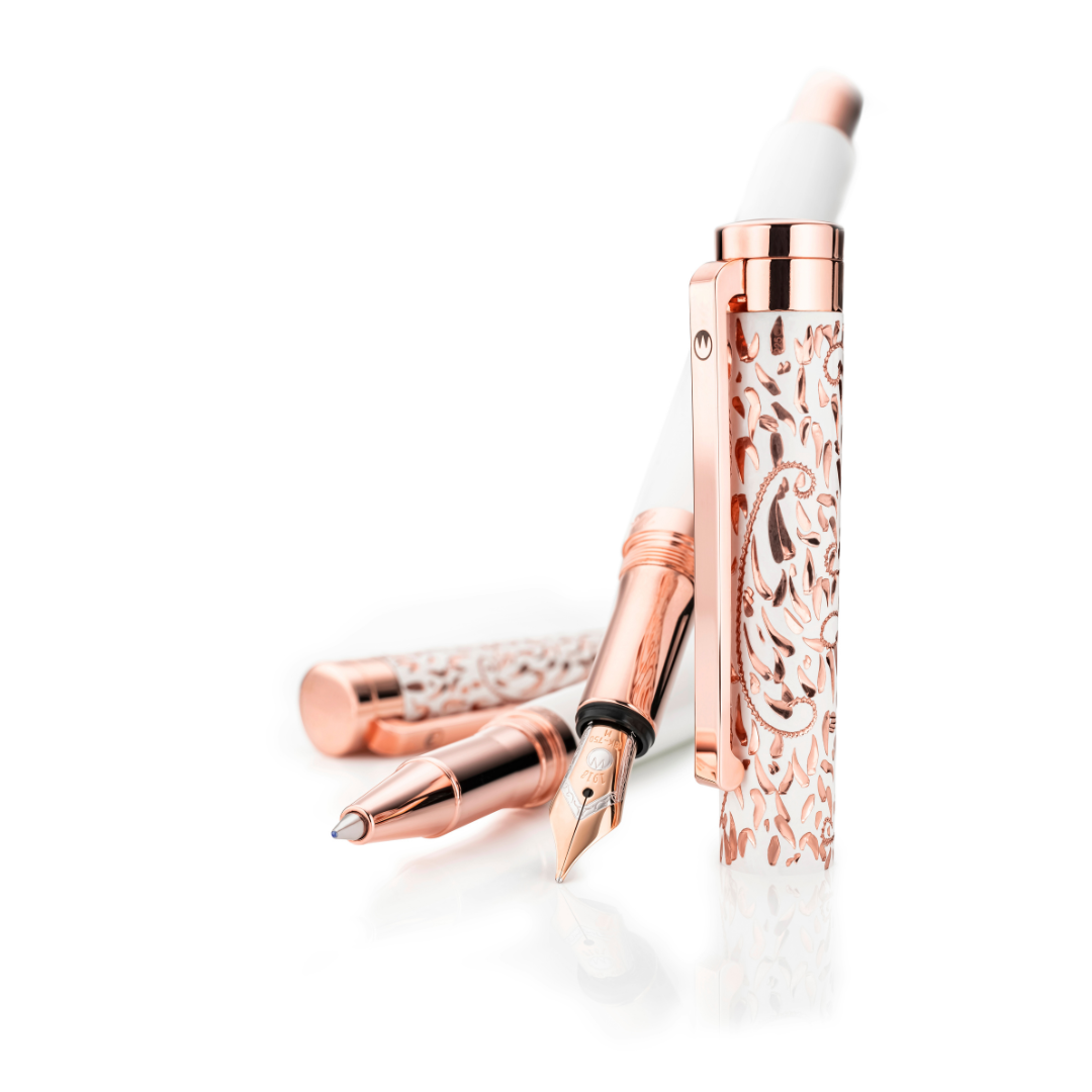 Waldmann Xetra Vienna Lady Fountain Pen in White Medium Steel Nib — Waldmann fountain pen — precision nib writing instrument, at Cityluxe Singapore stationery store