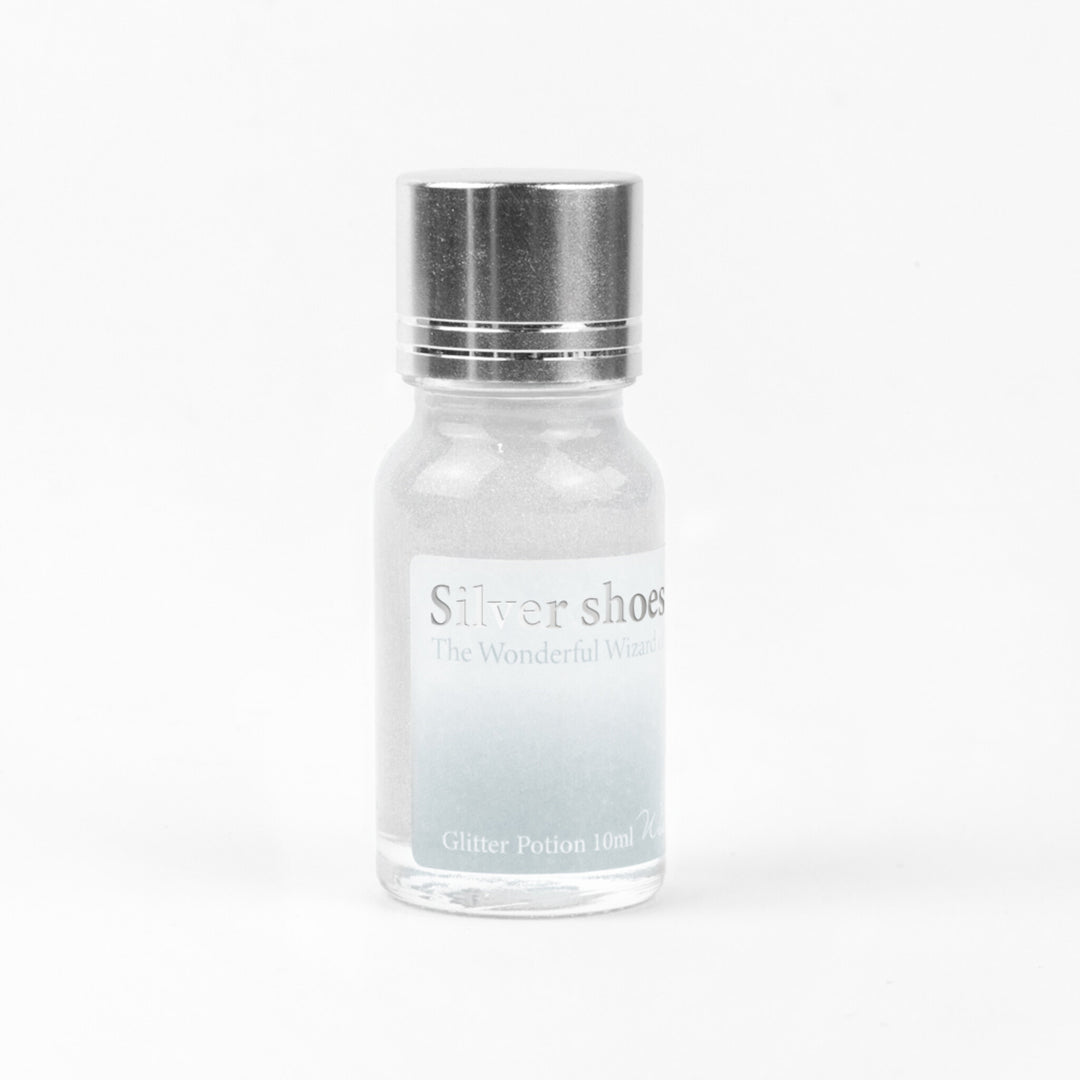 Wearingeul Silver Shoes (Wizard of Oz) Glitter Potion 10ml bottle with silver and blue glitter on a white background