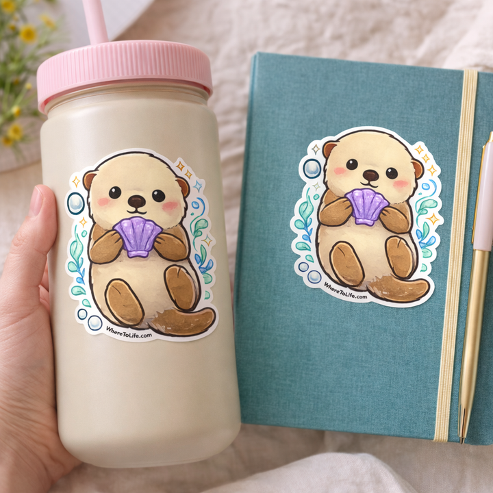 WhereTo Sticker - Otter Seashell