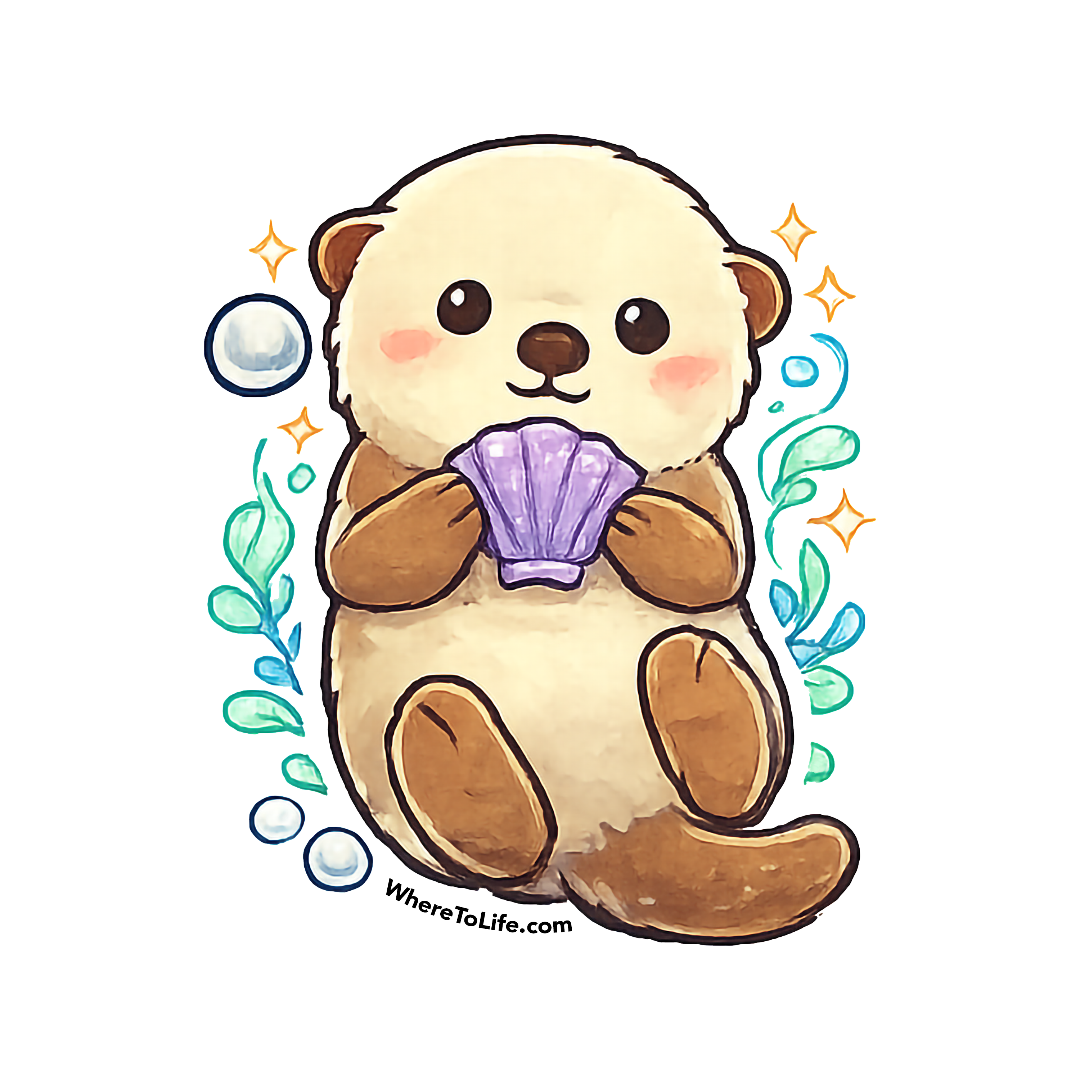 WhereTo Sticker - Otter Seashell