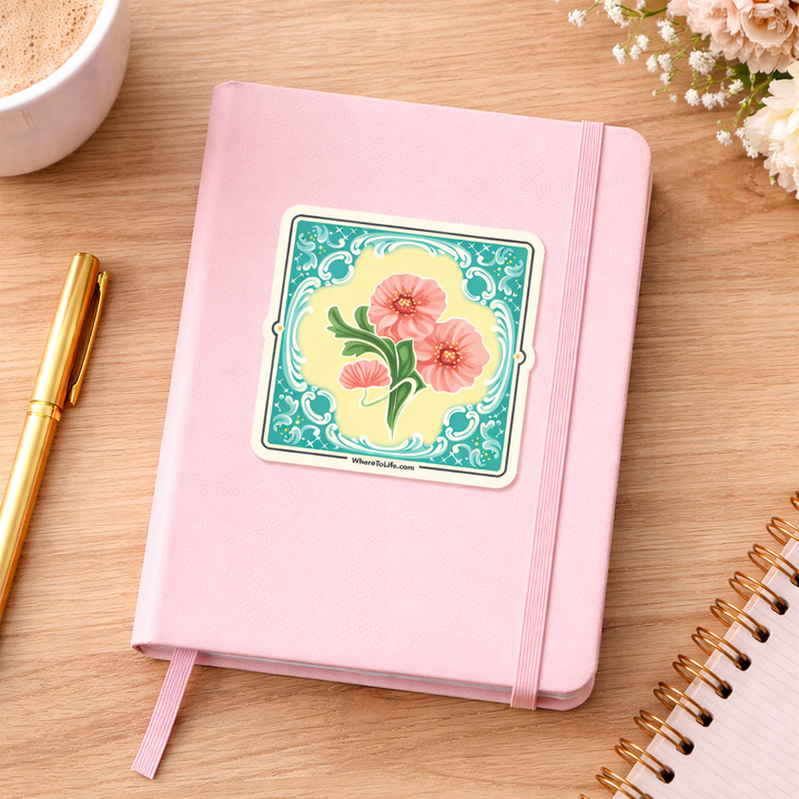 WhereTo Sticker - Tile Pink Emerald