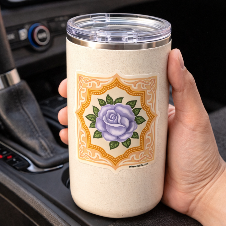 WhereTo Sticker - Tile Purple Rose Yellow