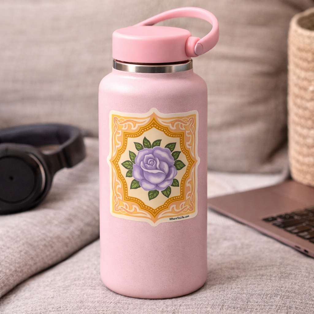 WhereTo Sticker - Tile Purple Rose Yellow