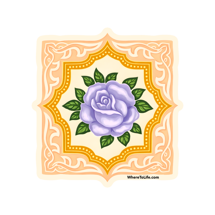 WhereTo Sticker - Tile Purple Rose Yellow