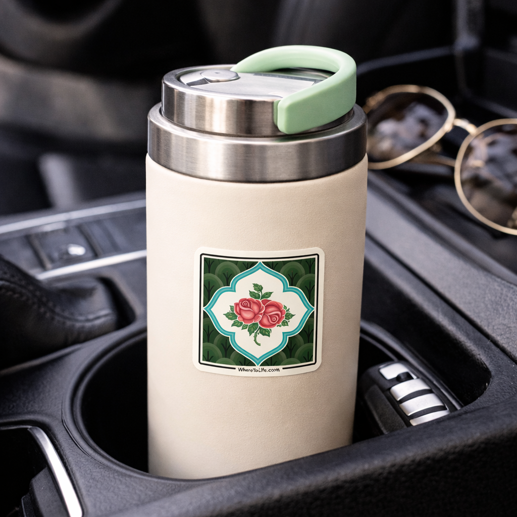 WhereTo Sticker - Tile Rose Green